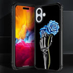 for iPhone 16 Case, Skeleton Holding Blue Rose Pattern Graphic Design Girl Boy - Image 7