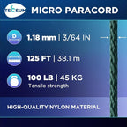 TECEUM Micro Paracord – 1.18 mm X 125 ft – Micro Utility Cord – Thin Braided - Image 2