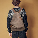 KL928 PU Leather Vintage Backpack – Large Casual Daypack Outdoor Travel - Image 8