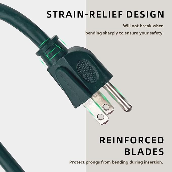 50ft Outdoor Extension Cord for Christmas Decorations- 16/3 Heavy Duty SJTW - Image 3