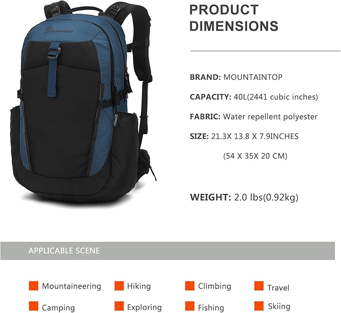 MOUNTAINTOP 30L Hiking Backpack, Men Women Camping Backpack, Lightweight - Image 2