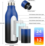 BJPKPK Insulated Water Bottle, 18 oz Stainless Steel | Leak Proof | Blue Black - Image 3