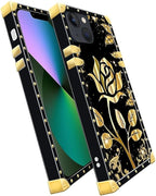 Compatible with iPhone 13 Case, Shine Gold Rose Luxury Golden Decoration - Image 3