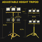 32000LM LED Work Light with Tripod, 3x100W 3-Head Floodlight, Plug-in 120V - Image 7