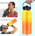 Water Bottle Insulated 32oz 40oz 64oz 128oz Straw Lid Spout Lid & 3 Lids - Image 3
