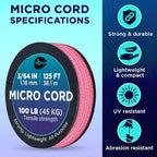 TECEUM Micro Paracord – 1.18 mm X 125 ft – Micro Utility Cord – Thin Braided - Image 4