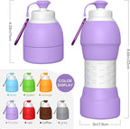 Collapsible Lightweight 20oz Water Bottle, Food-Grade Silicone BPA Free - Image 3