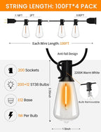 LED Outdoor String Lights 400ft Shatterproof Patio Lights - Image 2