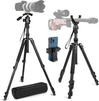 68" Ball Head Camera Tripod & Monopods, 360° Smooth Rotation V-Yoke Rifle - Image 9