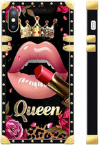 Compatible with iPhone Xs Max Case, Glitter Red Rose Queen Leopard Lipstick - Image 3