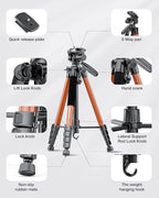 CAMBOFOTO 74"-Camera-Tripod, Professional Aluminum Heavy Duty Tripod Stand - Image 6