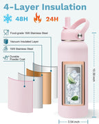 BENZZO 40oz Insulated Water Bottle Metal Water Flask Stainless Steel Keep Cold - Image 6