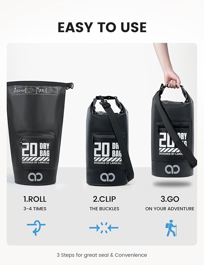 Lamicall Small Dry Bag, Waterproof Bag - 5L/10L/20L/30L/40L Water Proof Bag - Image 6