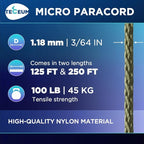 TECEUM Micro Paracord – 1.18 mm X 125 ft – Micro Utility Cord – Thin Braided - Image 2