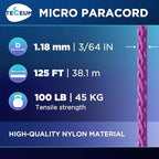 TECEUM Micro Paracord – 1.18 mm X 125 ft – Micro Utility Cord – Thin Braided - Image 2