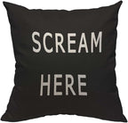 TKS MITLAN Scream Here Pillow Cover 18x18 inch Black White Phrase Pillows by TKS+MITLAN