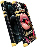 Compatible with iPhone 11 Pro Max Case, Glitter Red Rose Queen Leopard Lipstick - Image 3