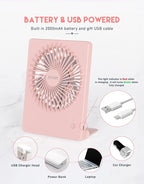 Zuvas Desk Fan Battery Operated Fan Rechargeable 180°Tilt Folding Personal Fan - Image 5