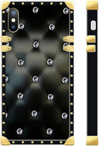 Compatible with iPhone XR Case, Shiny Black Sofa Crystal Luxury Golden - Image 3