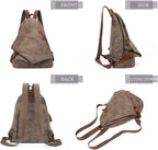 KL928 PU Leather Vintage Backpack – Large Casual Daypack Outdoor Travel - Image 9