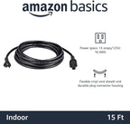 Amazon Basics Extension Cord, 15 Ft, 3-Prong Outlet Extender, 13 Amps - Image 2