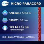 TECEUM Micro Paracord – 1.18 mm X 125 ft – Micro Utility Cord – Thin Braided - Image 2