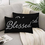 Bling Blessed White Throw Pillow Covers 12 X 20 Highlights Blessed Black Set of - Image 5