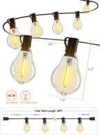 DAMAING LED String Lights Outside 36FT Weatherproof Patio Lights - Image 7