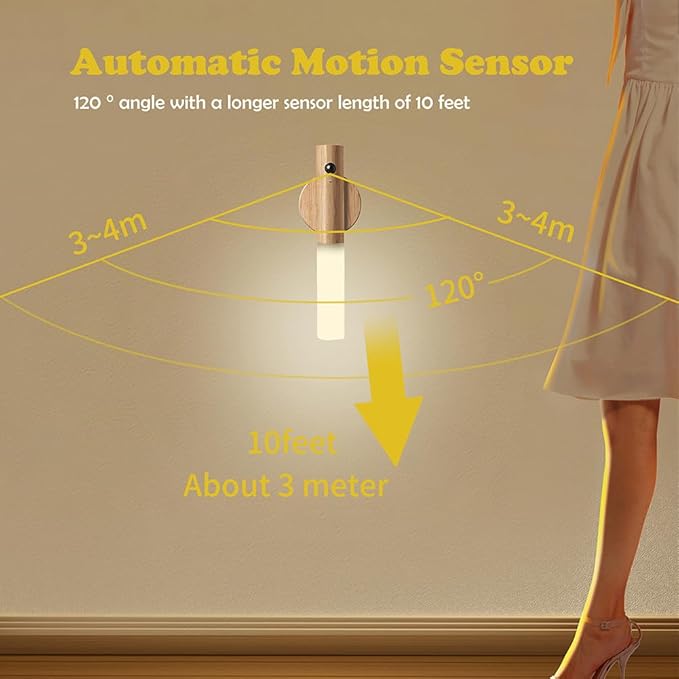 LANDGOO Wooden Motion Sensor Night Lights, Magnet Body Hallway Lamp, - Image 3