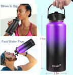 Water Bottle Insulated 32oz 40oz 64oz 128oz Straw Lid Spout Lid & 3 Lids - Image 2