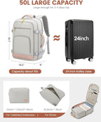 LOVEVOOK Large Travel Backpack For Women, 50L Carry On Backpack Flight Approved - Image 3