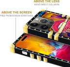 Compatible with iPhone 15 Pro Case, Cool Corlorful Lip Marble Luxury Golden - Image 7