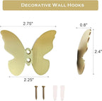 Z metnal Wall Hooks Decorative, Small Modern Gold Brass Hook, Butterfly Bath - Image 3