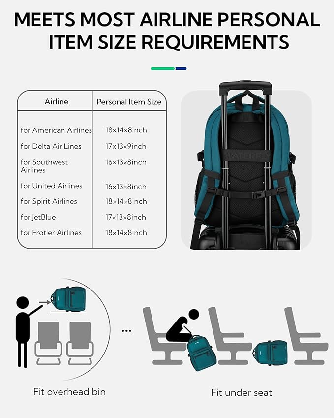 WATERFLY Travel Laptop School Backpack: Big Student College Middle School - Image 6