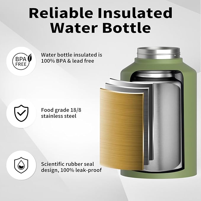 WATERSY 1 Gallon Water Bottle Insulated, BPA Free&Leak Proof, 128oz Stainless - Image 3