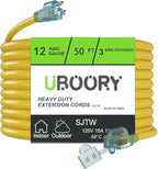 Outdoor Extension Cord Waterproof 50 FT, Flexible 100% Copper 3 Prong Extension by UBOORY