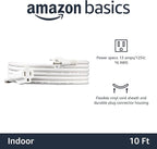 Amazon Basics Extension Cord, 10 Ft, 3-Prong Outlet Extender, Indoor Use - Image 2