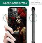 for iPhone 16 Pro Case, Day of The Dead Halloween Woman Pattern Graphic Design - Image 2