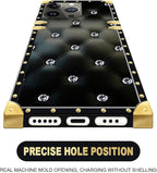 Compatible with iPhone 15 Pro Case, Shiny Black Sofa Crystal Luxury Golden - Image 5