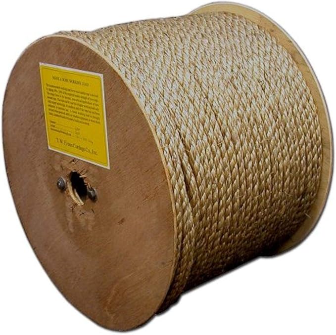 T.W Evans Cordage 25-004 1/2-Inch by 600-Feet Pure Number-1 Manila Rope Reel by T.W+.+Evans+Cordage+Co.