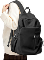 SEAFEW Black Backpack for School, High School Bookbag Back Pack for Teens Girls - Image 8