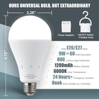 10Pack Rechargeable Emergency Light Bulb, A19 9W Daylight 6000K Self-Charging - Image 9