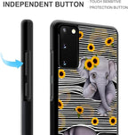 for Samsung Galaxy S20 Case, Cute Little Elephant Sunflower White Line Art - Image 6