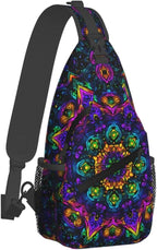 Psychadelic Trippy Art Sling Bag Crossbody Travel Hiking Chest Backpack - Image 2