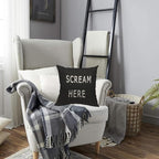 TKS MITLAN Scream Here Pillow Cover 18x18 inch Black White Phrase Pillows - Image 4