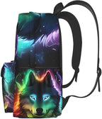 cfpolar 17 Inch Backpack Galaxy Colorful Wolf Laptop Bag Shoulder Bag School - Image 2