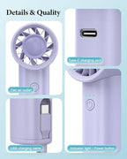 Portable Handheld Fan with Power Bank, 3 IN 1 USB Rechargeable Mini Personal - Image 7