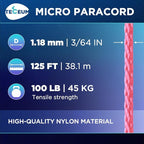 TECEUM Micro Paracord – 1.18 mm X 125 ft – Micro Utility Cord – Thin Braided - Image 2