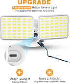 Rechargeable Battery Motion Light, 2500LM & 4000LM Dual Modes Battery Powered - Image 2
