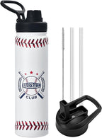 Baseball Water Bottle, 24 oz Insulated Stainless Steel Sports Bottle by mininoo